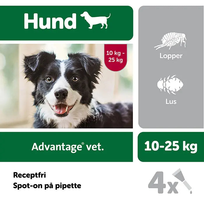 ADVANTAGE VET Loppemiddel hund 10-25 kg - 4x2,5 ml