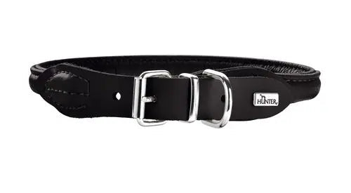 Læder rund halsbånd Elg 41-46 cm 10 mm bred sort