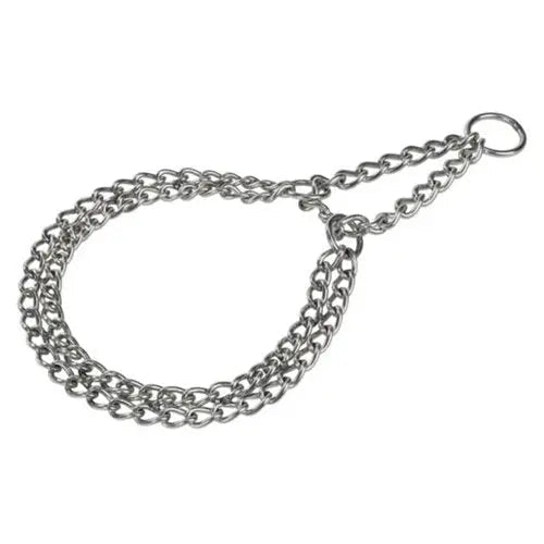Dobbelt rustfri stål halsbånd S-M, 45 cm < 25 kg