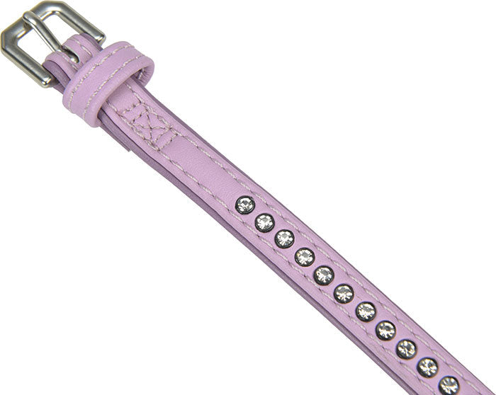 Kunstlæderhalsbånd Deluxe Rhinestones XXXS rosa