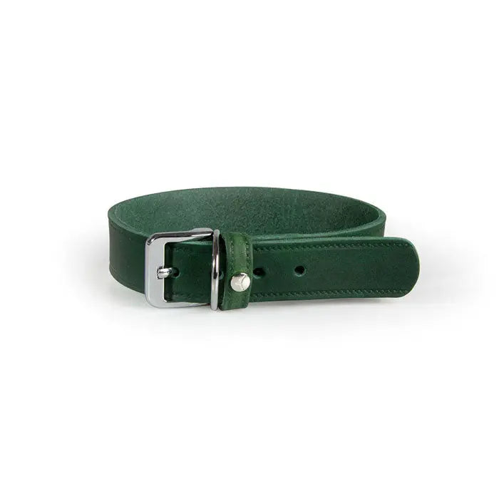 Læder halsbånd Weinheim 28-34 cm grøn bred